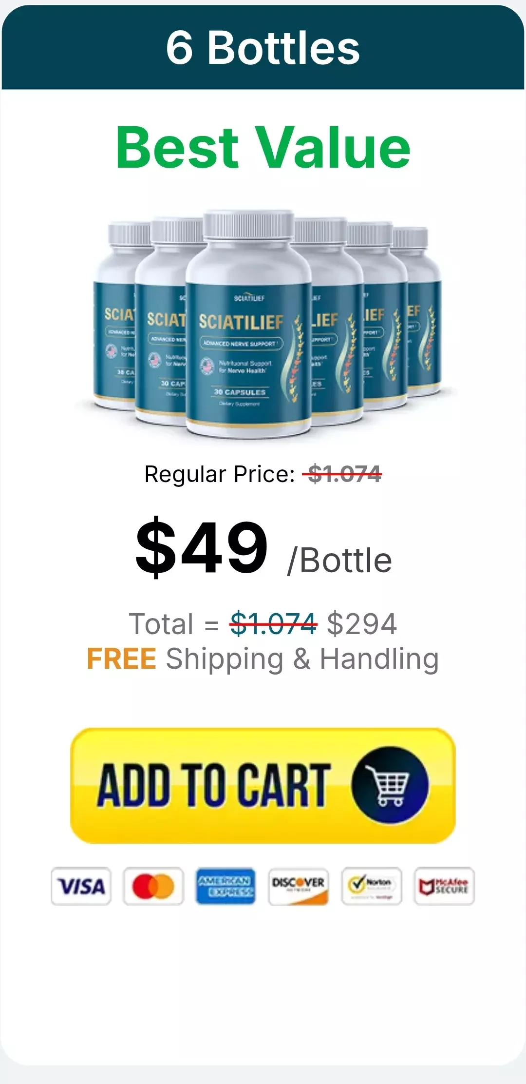 Sciatilief™ 6 bottles pricing
